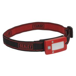 Sealey Rechargeable Head Torch 2W COB LED Auto Sensor Red LED360HTR