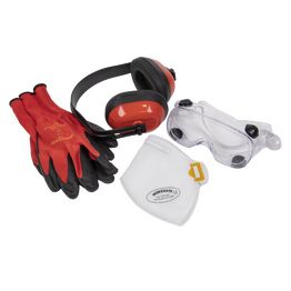 Sealey Flexi Grip Gloves, FFP2 Mask, Goggles & Ear Defenders SEP4