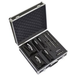 Sealey Diamond 5 Core Kit (38,52,65,117,127mm Cores with Adaptors) WDCKIT5