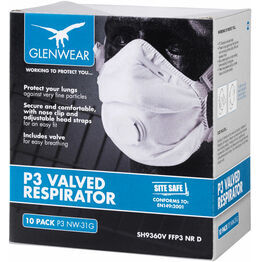 Glenwear FFP3 Valved Respirator Pack Of 10