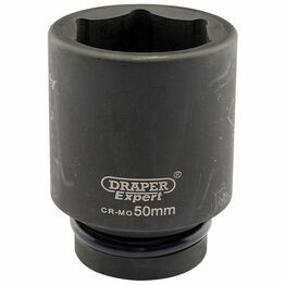 Draper 05155 Expert 50mm 1" Square Drive Hi-Torq&#174; 6 Point Deep Impact Socket
