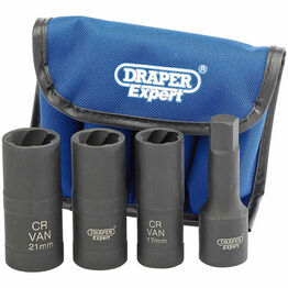 Draper 09539 1/2" Sq. Dr. Wheel Nut Double Impact Socket Kit (4 Piece)