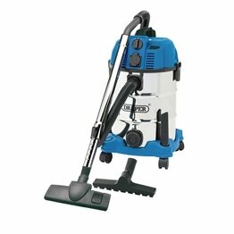 Draper 20529 30L Wet and Dry Vacuum Cleaner with Stainless Steel Tank and Integrated 230V Power Out-Take Socket (1600W)