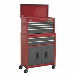 Sealey AP2200BB Topchest & Rollcab Combination 6 Drawer with Ball Bearing Slides - Red/Grey