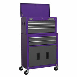 Sealey AP2200BBCP Topchest & Rollcab Combination 6 Drawer with Ball Bearing Slides - Purple/Grey