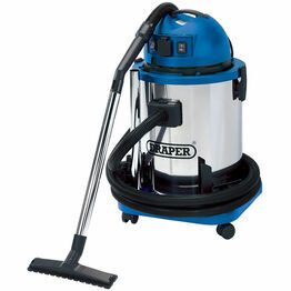Draper 48499 50L Wet and Dry Vacuum Cleaner with Stainless Steel Tank and 230V Power Tool Socket (1400W)