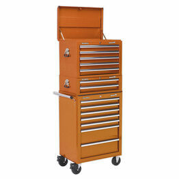 Sealey APSTACKTO Topchest, Mid-Box & Rollcab Combination 14 Drawer with Ball Bearing Slides - Orange