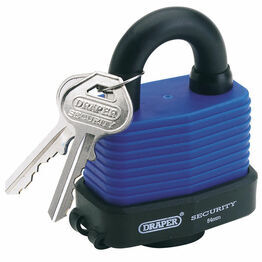 Draper 64178 54mm Laminated Steel Padlock and 2 Keys with Hardened Steel Shackle and Bumper