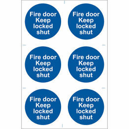 Draper 72120 6 x 'Fire Door Keep Locked' Mandatory Sign