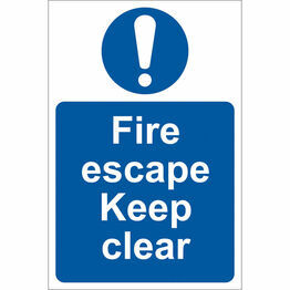Draper 72146 Fire Escape Keep Clear' Mandatory Sign