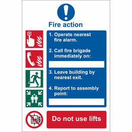 Draper 72154 Fire Action Procedure' Mandatory Sign