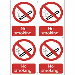 Draper 72166 4 x 'No Smoking' Prohibition Sign