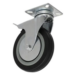 Sealey SCW1125SPL Castor Wheel Swivel Plate with Brake Ø125mm