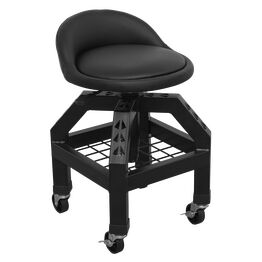 Sealey SCR03B Creeper Stool Pneumatic with Adjustable Height Swivel Seat & Back Rest