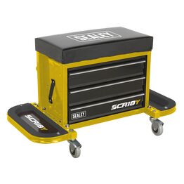 Sealey SCR18Y Mechanic's Utility Seat & Toolbox - Yellow