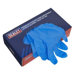 Sealey Premium Powder-Free Disposable Nitrile Gloves - Pack of 100