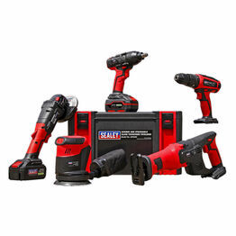 Sealey CP20VCOMBO2 20V Cordless Hammer Drill/Impact Wrench/Angle Grinder/Recipricating Saw Combo Kit