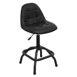 Sealey SCR01B Workshop Stool Pneumatic with Adjustable Height Swivel Seat & Back Rest