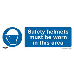 Sealey SS8V10 Mandatory Safety Sign - Safety Helmets Must Be Worn In This Area - Self-Adhesive Vinyl - Pack of 10
