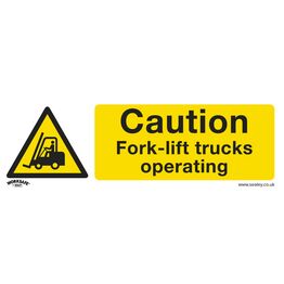 Sealey SS44P10 Warning Safety Sign - Caution Fork-Lift Trucks - Rigid Plastic - Pack of 10