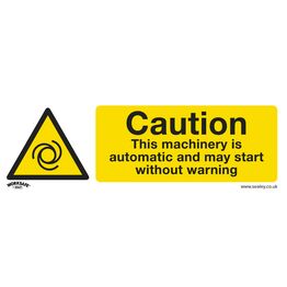 Sealey SS47V10 Warning Safety Sign - Caution Automatic Machinery - Self-Adhesive Vinyl - Pack of 10