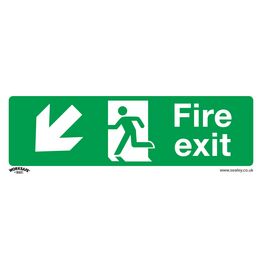 Sealey SS34V10 Safe Conditions Safety Sign - Fire Exit (Down Left) - Self-Adhesive Vinyl - Pack of 10