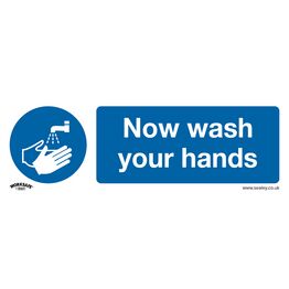 Sealey SS5V10 Mandatory Safety Sign - Now Wash Your Hands - Self-Adhesive Vinyl - Pack of 10