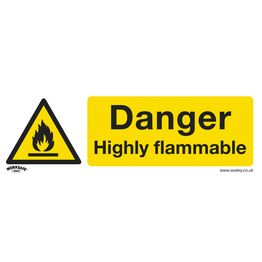 Sealey SS45P10 Warning Safety Sign - Danger Highly Flammable - Rigid Plastic - Pack of 10