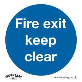 Sealey SS2P10 Mandatory Safety Sign - Fire Exit Keep Clear - Rigid Plastic - Pack of 10