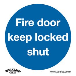 Sealey SS4V10 Mandatory Safety Sign - Fire Door Keep Locked Shut - Self-Adhesive Vinyl - Pack of 10