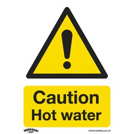 Sealey SS38P10 Warning Safety Sign - Caution Hot Water - Rigid Plastic - Pack of 10