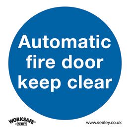 Sealey SS3V1 Mandatory Safety Sign - Automatic Fire Door Keep Clear - Self-Adhesive Vinyl