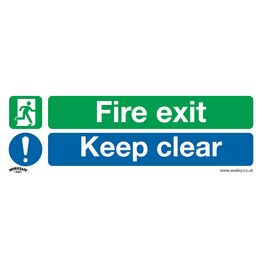 Sealey SS32V10 Safe Conditions Safety Sign - Fire Exit Keep Clear (Large) - Self-Adhesive Vinyl - Pack of 10