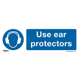 Sealey SS10V10 Mandatory Safety Sign - Use Ear Protectors - Self-Adhesive Vinyl - Pack of 10