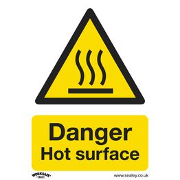 Sealey SS42P10 Warning Safety Sign - Danger Hot Surface - Rigid Plastic - Pack of 10