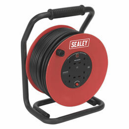 Sealey CR25025 Cable Reel 50m 4 x 230V 2.5mm² Heavy-Duty Thermal Trip
