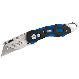 Draper 24383 Folding Trimming Knife with Belt Clip, Blue