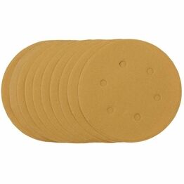 Draper 64257 Gold Sanding Discs with Hook & Loop, 150mm, 240 Grit (Pack of 10)