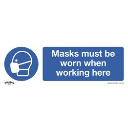 Sealey SS57V10 Mandatory Safety Sign - Masks Must Be Worn - Self-Adhesive Vinyl - Pack of 10
