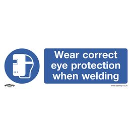 Sealey SS54P10 Mandatory Safety Sign - Wear Eye Protection When Welding - Rigid Plastic - Pack of 10