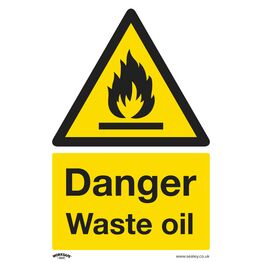 Sealey SS60P1 Warning Safety Sign - Danger Waste Oil - Rigid Plastic
