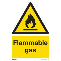 Sealey SS59P10 Warning Safety Sign - Flammable Gas - Rigid Plastic - Pack of 10