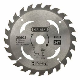 Draper 20603 TCT Circular Saw Blade for Wood, 165 x 20mm, 24T