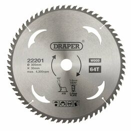 Draper 22201 TCT Circular Saw Blade for Wood, 305 x 30mm, 64T