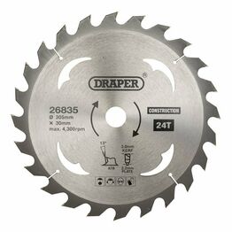 Draper 26835 TCT Construction Circular Saw Blade, 305 x 30mm, 24T