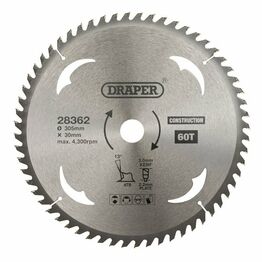 Draper 28362 TCT Construction Circular Saw Blade, 305 x 30mm, 60T
