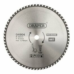 Draper 04904 TCT Multi-Purpose Circular Saw Blade, 355 x 25.4mm, 66T