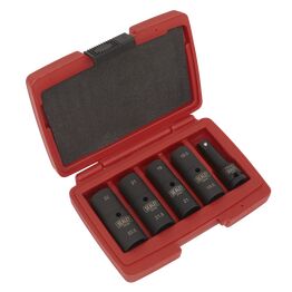 Sealey SX1820 Deep Impact Socket Set 1/2"Sq Drive 80mm Double Ended 18.5-22.5mm - 5pc