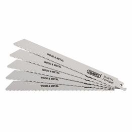 Draper 38754 Bi-metal Reciprocating Saw Blades for Multi-Purpose Cutting, 225mm, 10tpi (Pack of 5)