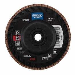 Draper 87776 Draper Expert Ceramic Flap Disc, 115mm, M14, 80 Grit